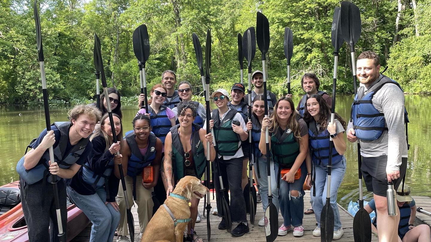 lab members on kayaking trip