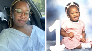 Aunyae Romeo as adult and toddler