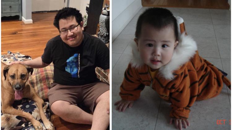 Andrew currently and as a baby