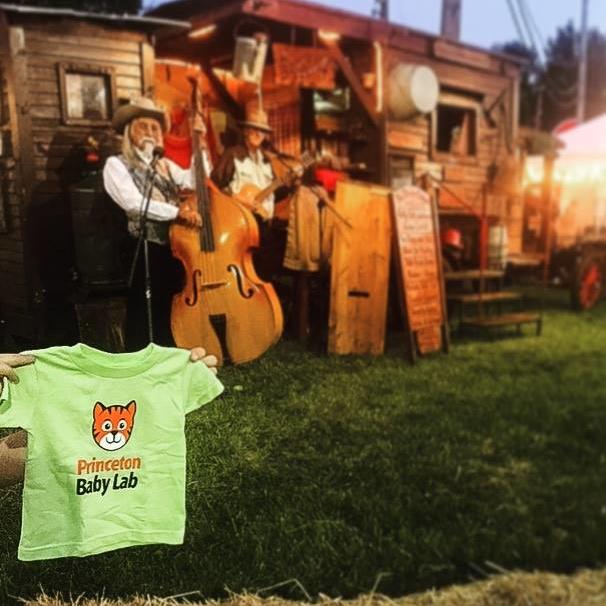 Baby Lab t-shirt in front of upright bass