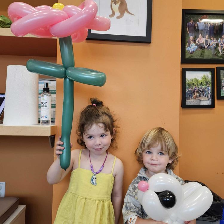 children with balloons